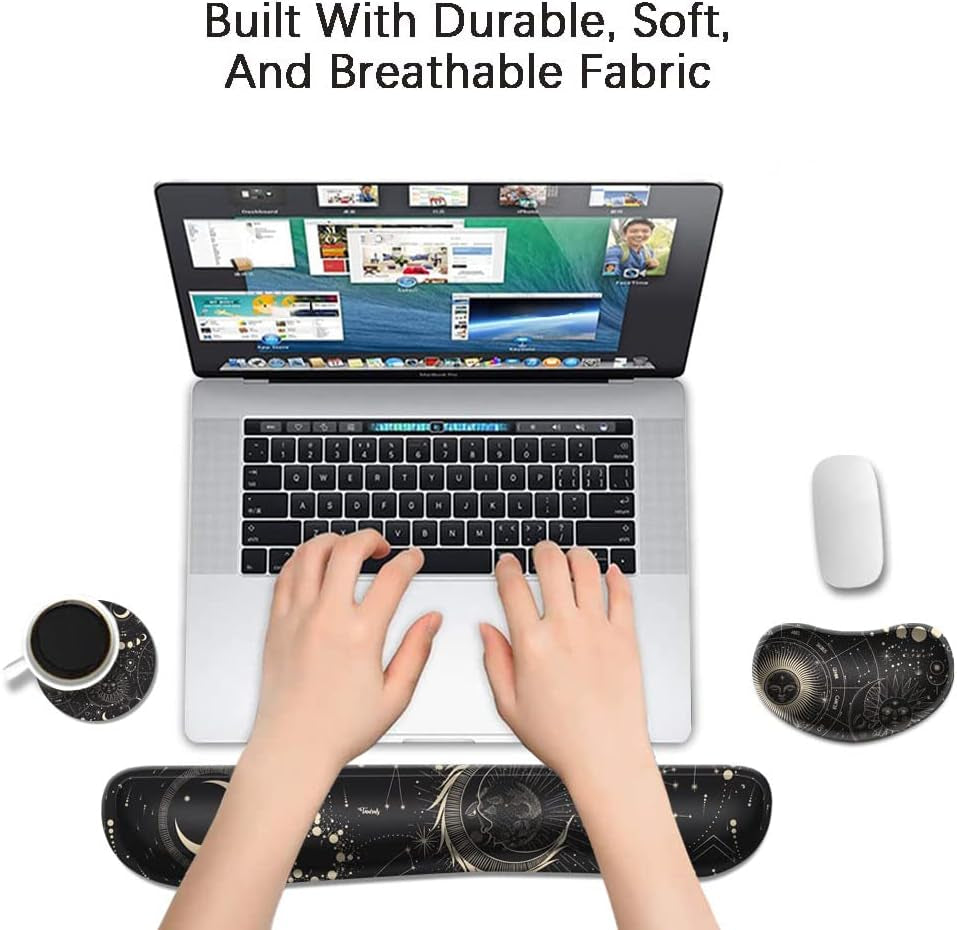 Enlarge Gel Keyboard Wrist Rest Pad Set,Mouse Wrist Foam Cushion Support Pad,Anti-Slip,Ergonomic,Comfortable,Typing Pain Relief,For Office Computer Desks,Laptops,Gaming, Constellation