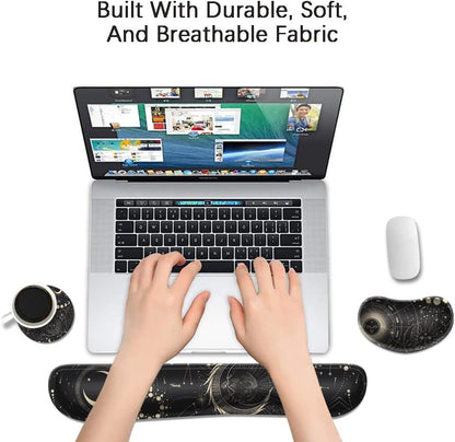 Enlarge Gel Keyboard Wrist Rest Pad Set,Mouse Wrist Foam Cushion Support Pad,Anti-Slip,Ergonomic,Comfortable,Typing Pain Relief,For Office Computer Desks,Laptops,Gaming, Constellation