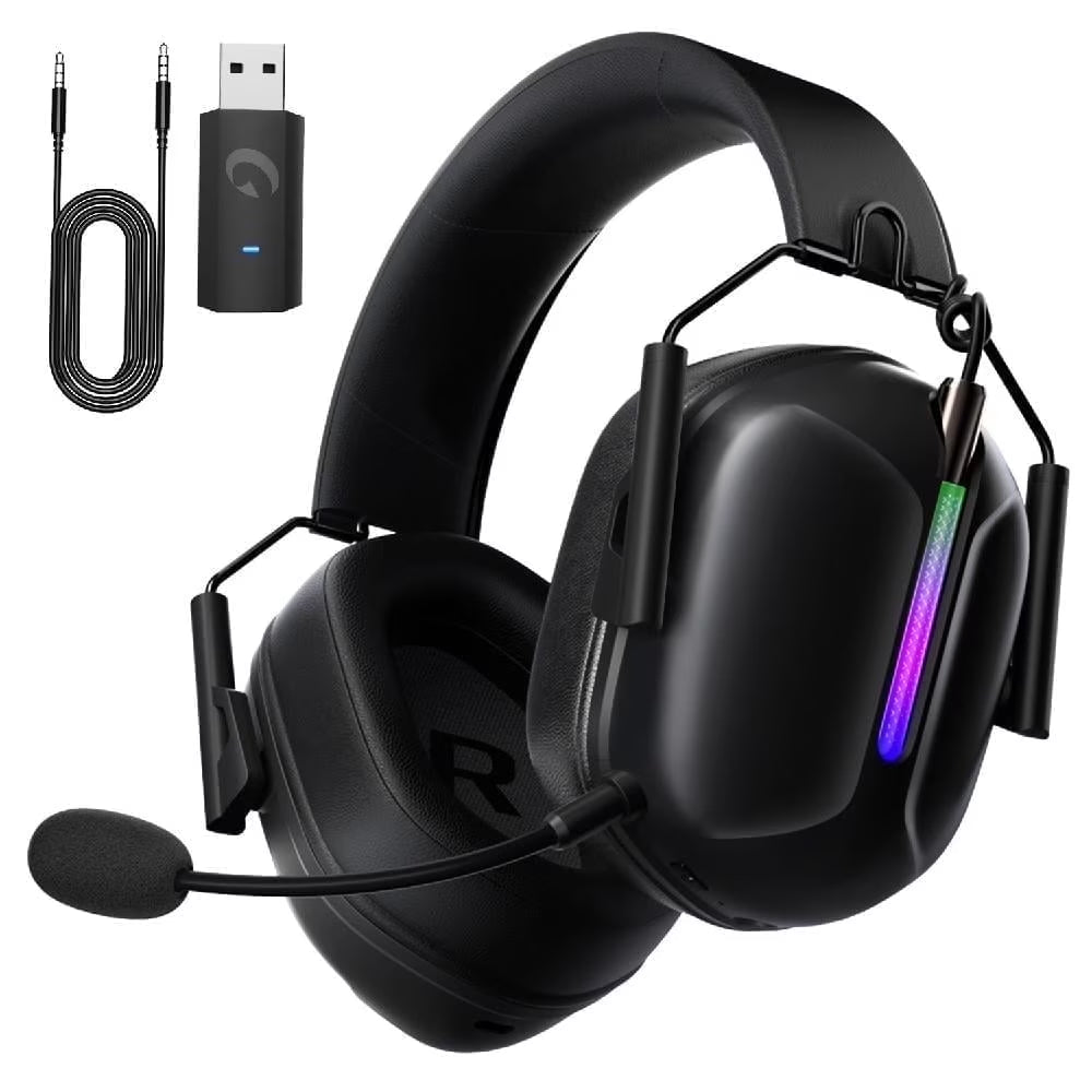 Wireless Gaming Headset Compatible for PS5 Switch PC Mac, 2.4 Ghz/Bluetooth 5.2 Gaming Headphones with Noise Cancelling Microphone 40+ Hours Battery Life,3.5Mm Wired for Xbox Series,White