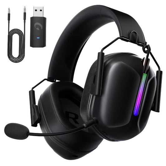 Wireless Gaming Headset Compatible for PS5 Switch PC Mac, 2.4 Ghz/Bluetooth 5.2 Gaming Headphones with Noise Cancelling Microphone 40+ Hours Battery Life,3.5Mm Wired for Xbox Series,White