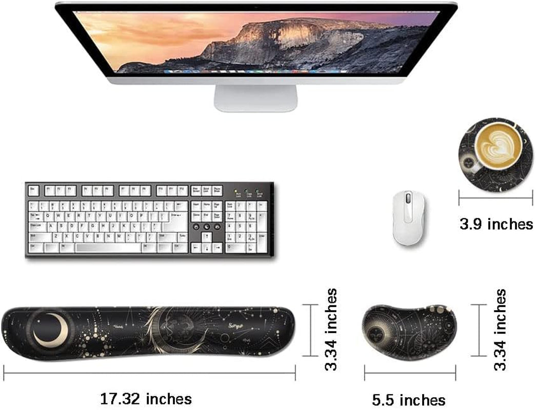 Enlarge Gel Keyboard Wrist Rest Pad Set,Mouse Wrist Foam Cushion Support Pad,Anti-Slip,Ergonomic,Comfortable,Typing Pain Relief,For Office Computer Desks,Laptops,Gaming, Constellation