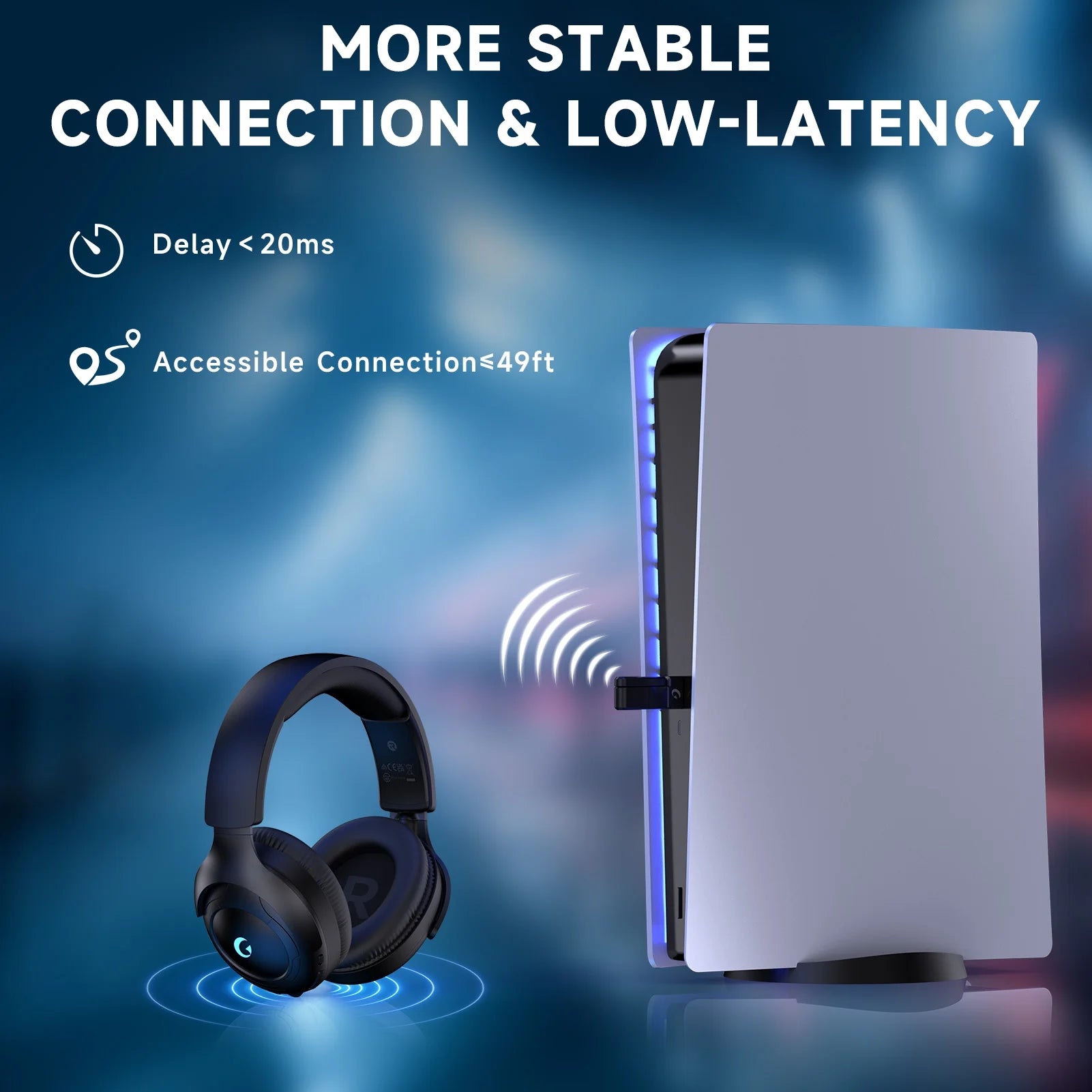 Wireless Gaming Headsets for PS5 PC Switch PC with Bluetooth 5.2, 2.4 Ghz USB Gaming Headphones with Detachable Noise Canceling Mic, 40H, 3.5Mm Wired for Xbox Series,Black