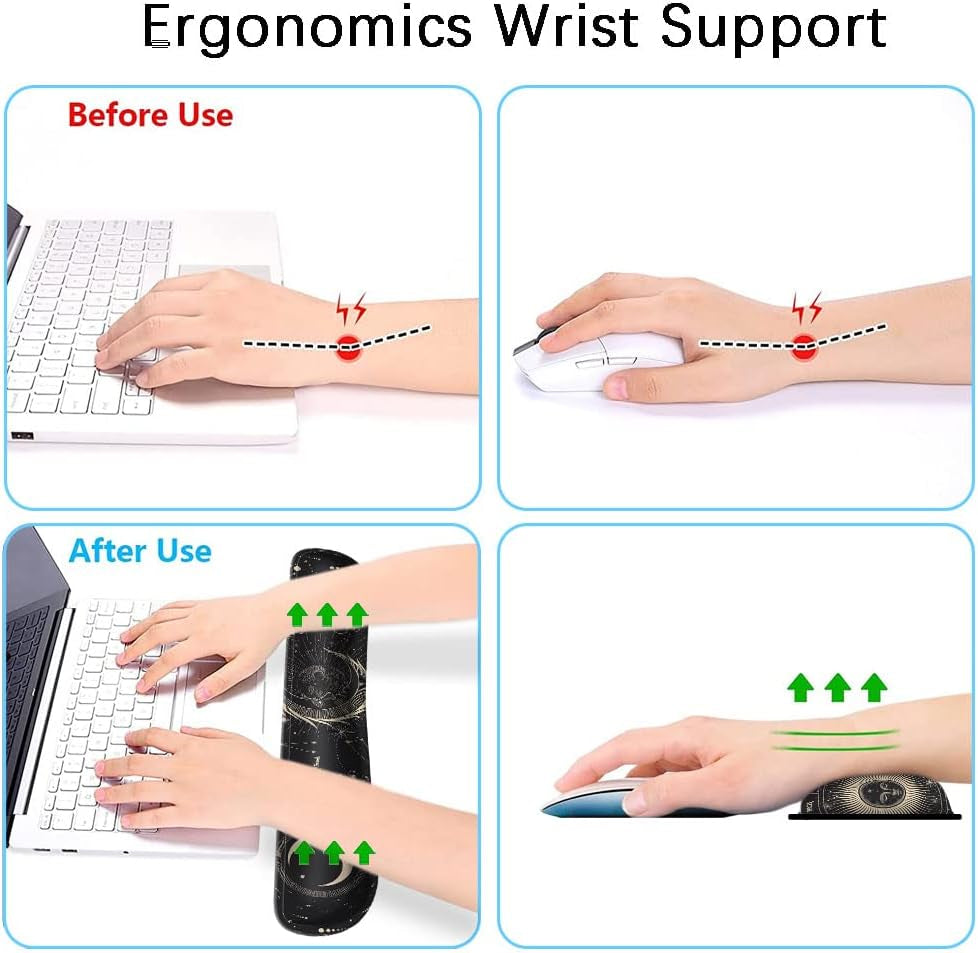 Enlarge Gel Keyboard Wrist Rest Pad Set,Mouse Wrist Foam Cushion Support Pad,Anti-Slip,Ergonomic,Comfortable,Typing Pain Relief,For Office Computer Desks,Laptops,Gaming, Constellation
