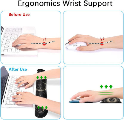 Enlarge Gel Keyboard Wrist Rest Pad Set,Mouse Wrist Foam Cushion Support Pad,Anti-Slip,Ergonomic,Comfortable,Typing Pain Relief,For Office Computer Desks,Laptops,Gaming, Constellation
